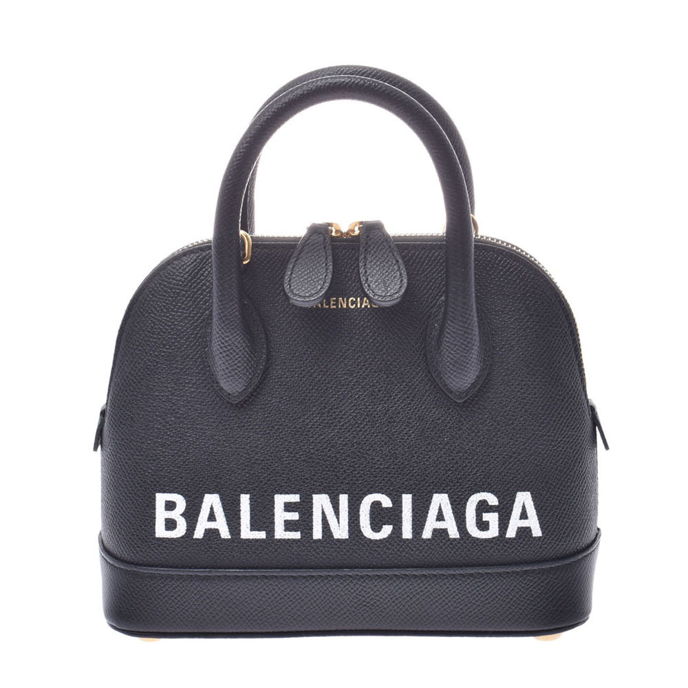BALENCIAGA Ville Top Handle Bag Black Leather
